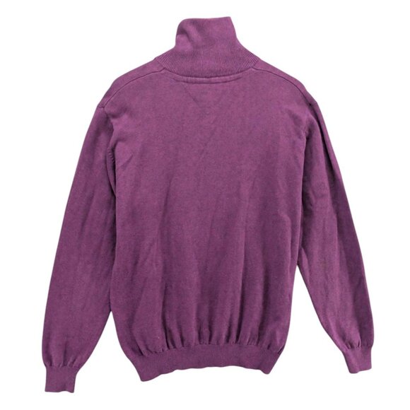 Casa Moda 1/4 Zip Sweater Mens Purple Pima Cotton Knit Pullover Size L - Picture 2 of 8